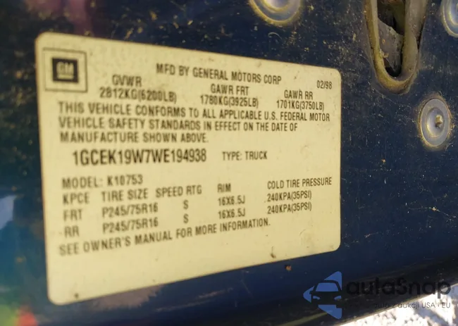 1GCEK19W7WE194938: 43847626