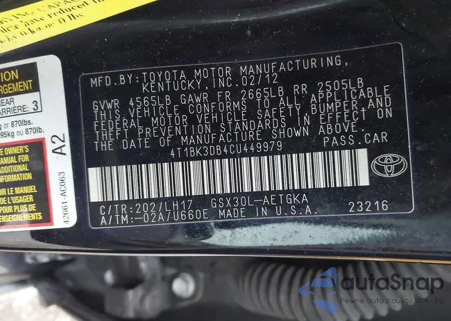 4T1BK3DB4CU449979: 43847893