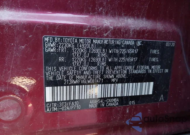 2T3RWRFV6LW081471: 43849023