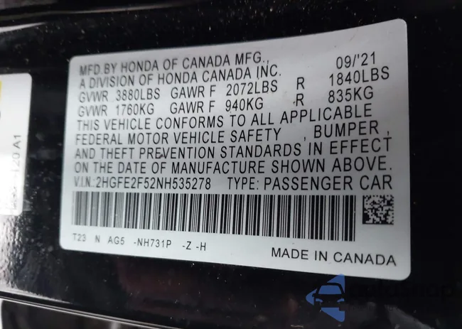 2HGFE2F52NH535278: 43849347