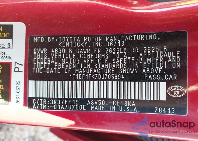 4T1BF1FK7DU705894: 43848815