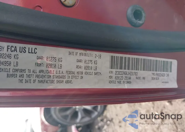 2C3CDZAG6JH231763: 43850018