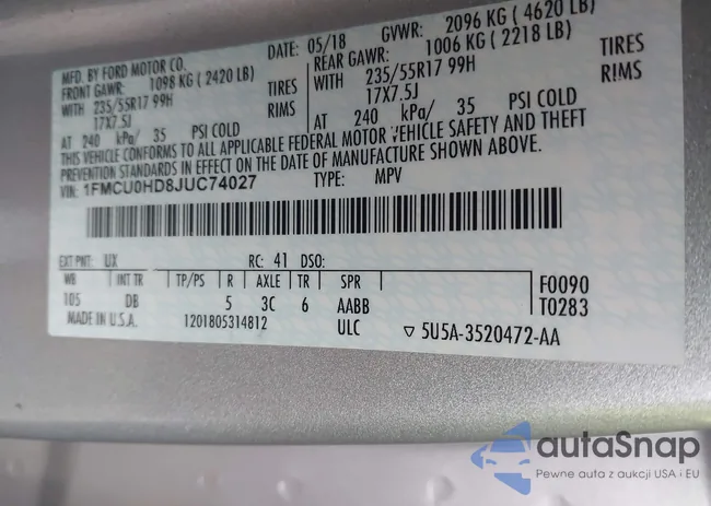 1FMCU0HD8JUC74027: 43850179