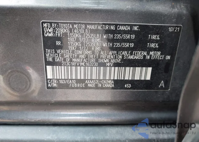 2T3C1RFV1MC163230: 43850212