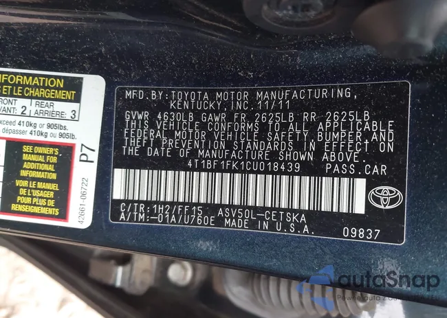 4T1BF1FK1CU018439: 43850337