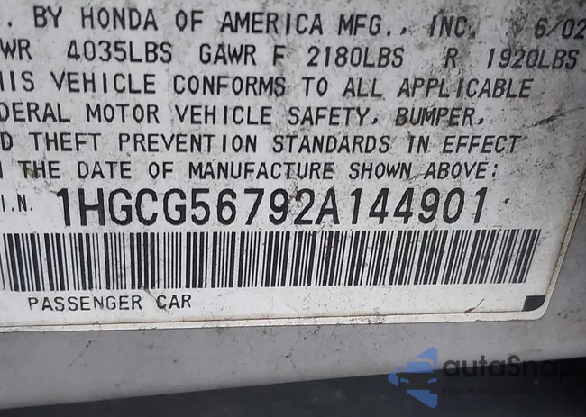 1HGCG56792A144901: 43849749