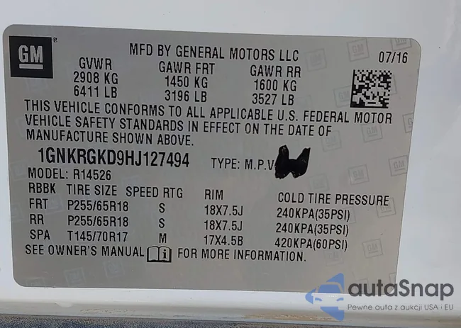 1GNKRGKD9HJ127494: 43849853