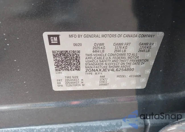 2GNAXJEV4L6254890: 43850921