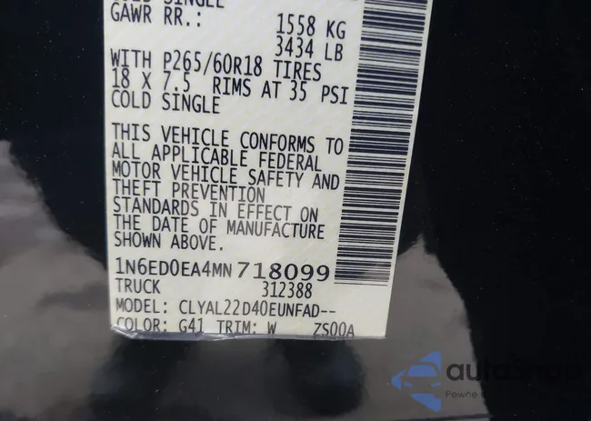 1N6ED0EA4MN718099: 43851000