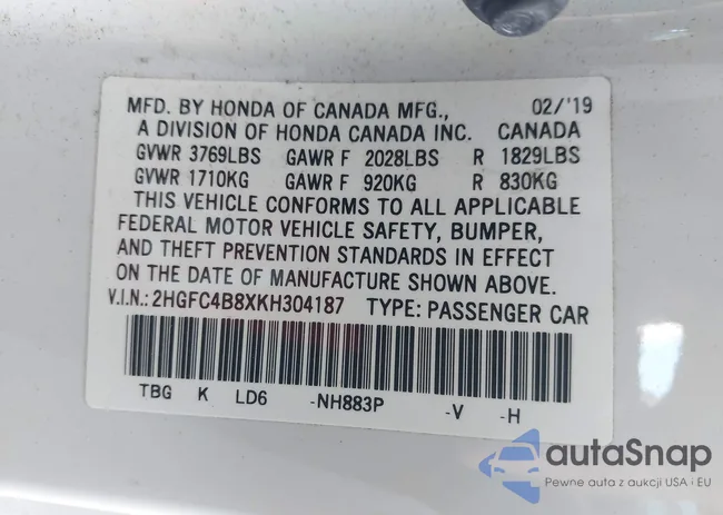 2HGFC4B8XKH304187: 43851201