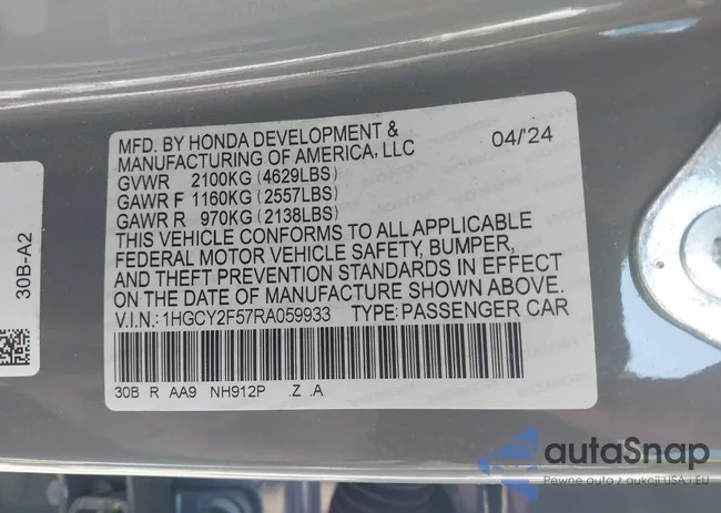 1HGCY2F57RA059933: 43851209