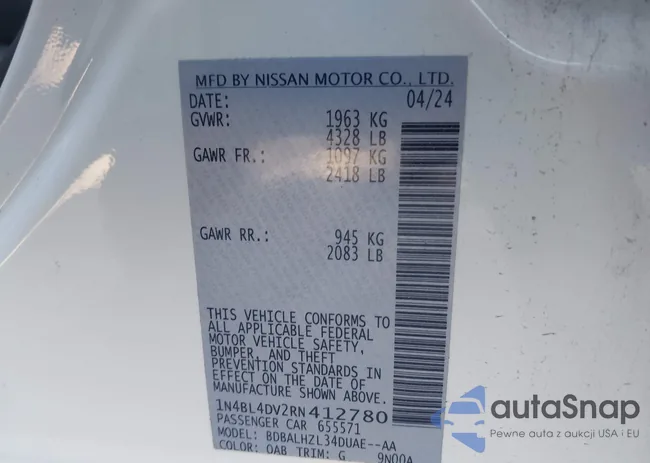 1N4BL4DV2RN412780: 43851483