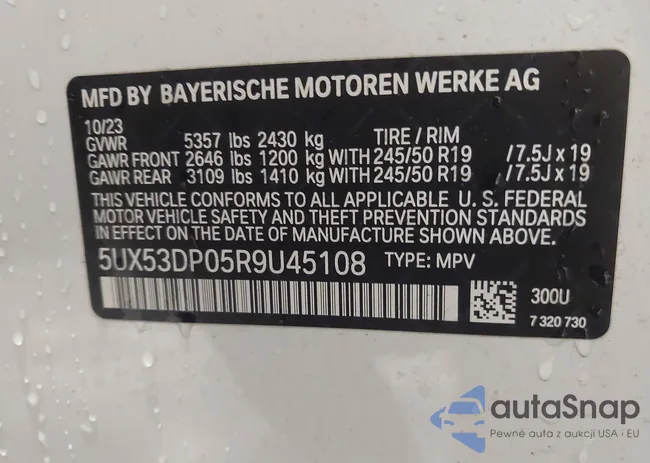 5UX53DP05R9U45108: 43850579