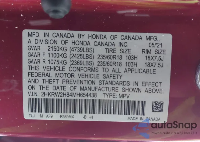 2HKRW2H84MH654438: 43852039