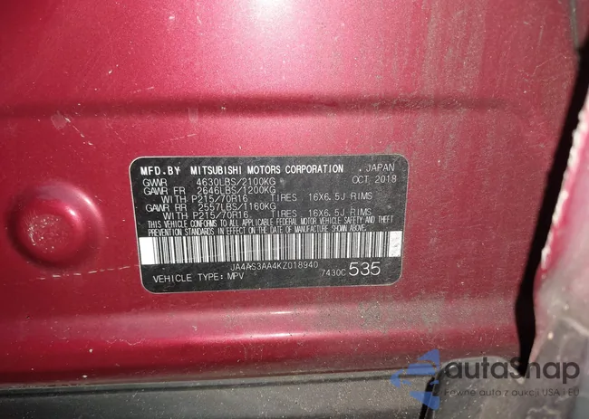 JA4AS3AA4KZ018940: 43852098