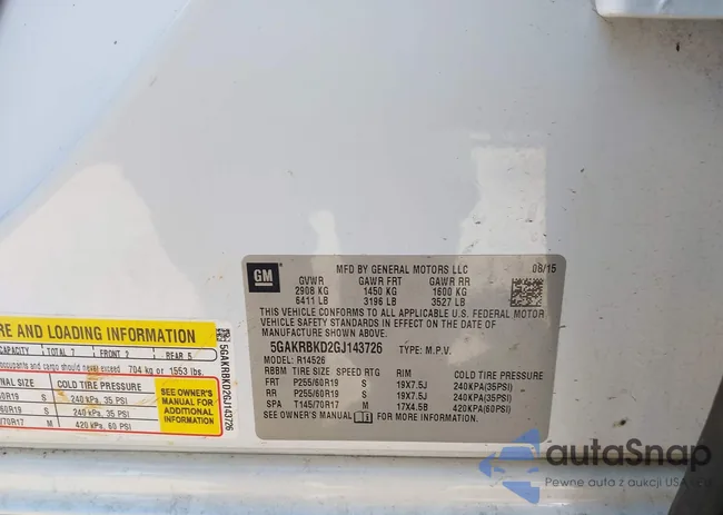 5GAKRBKD2GJ143726: 43852178