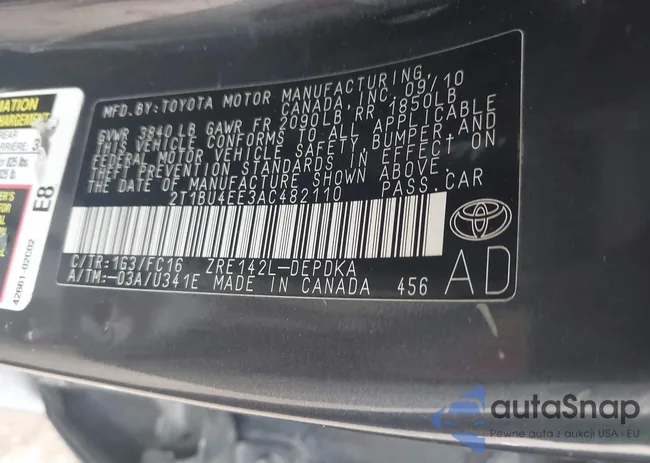 2T1BU4EE3AC482110: 43852223