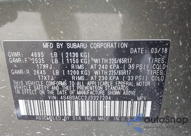 4S4BSACC2J3327204: 43852260