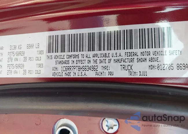 1C6RR7PT8HS634962: 43852334