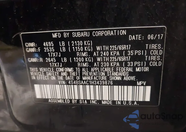 4S4BSAAC1H3439876: 43852373