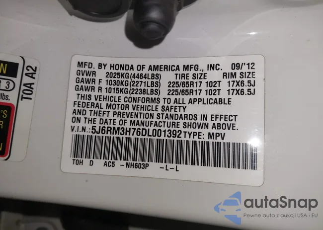 5J6RM3H76DL001392: 43852488