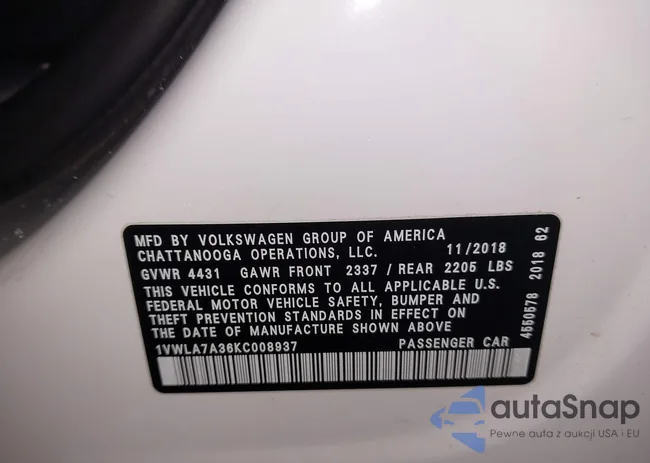 1VWLA7A36KC008937: 43851609