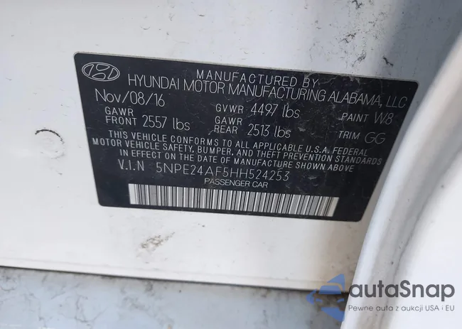 5NPE24AF5HH524253: 43851720