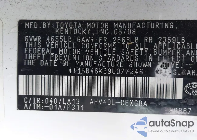 4T1BB46K69U077346: 43851753