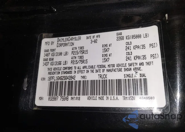 1B7FL16X62S643942: 43852933