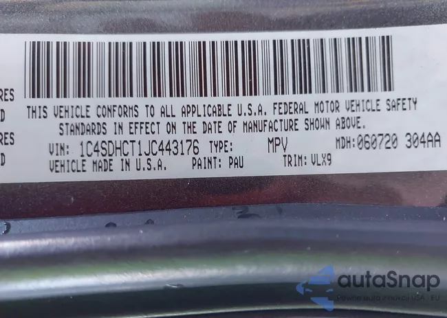 1C4SDHCT1JC443176: 43852995