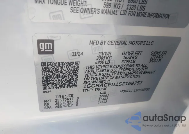 1GCRACED1SZ169752: 43853123