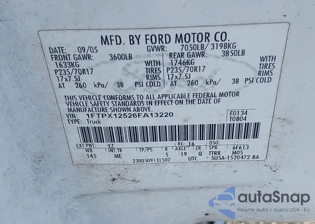 1FTPX12526FA13220: 43853473