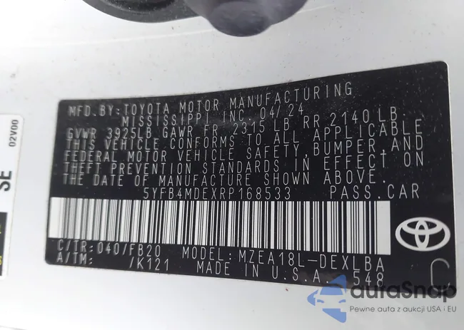 5YFB4MDEXRP168533: 43852563