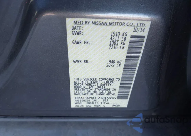 1N4AL3AP8FC204986: 43852595