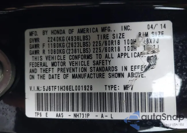 5J6TF1H36EL001928: 43852731