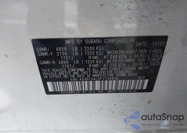 4S4BTAAC0P3138818: 43852739