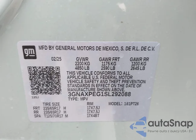 3GNAXPEG1SL292088: 43853887