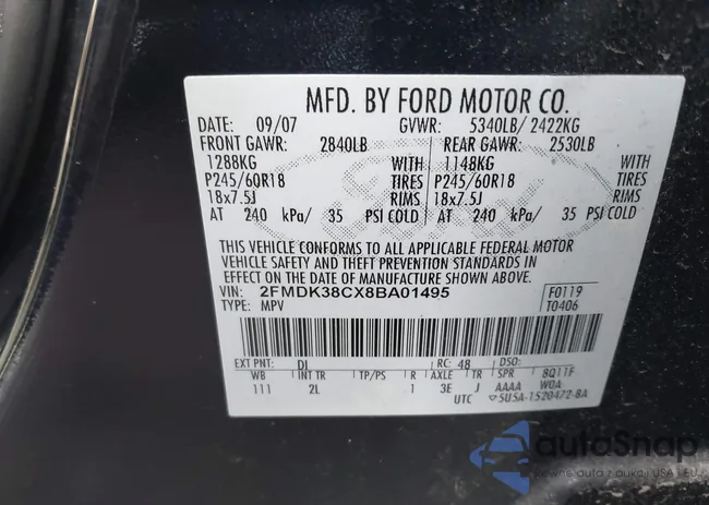 2FMDK38CX8BA01495: 43853909