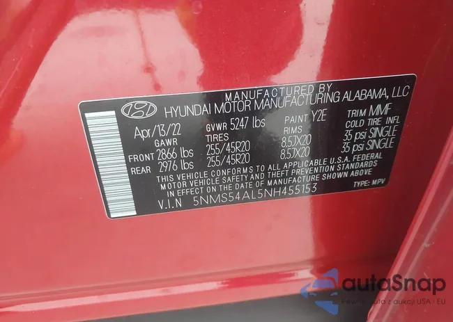 5NMS54AL5NH455153: 43854316