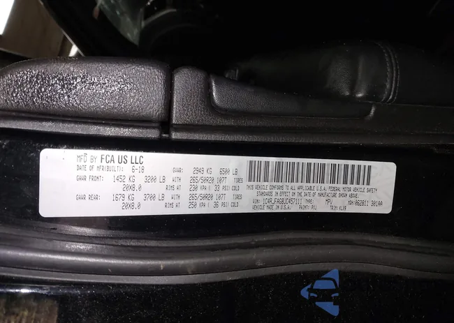 1C4RJFAG8JC457111: 43854323