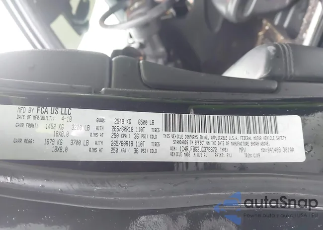 1C4RJFBG2JC378872: 43854345