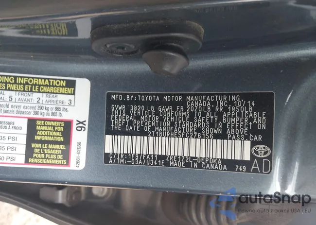 2T1BURHE5FC276156: 43854403