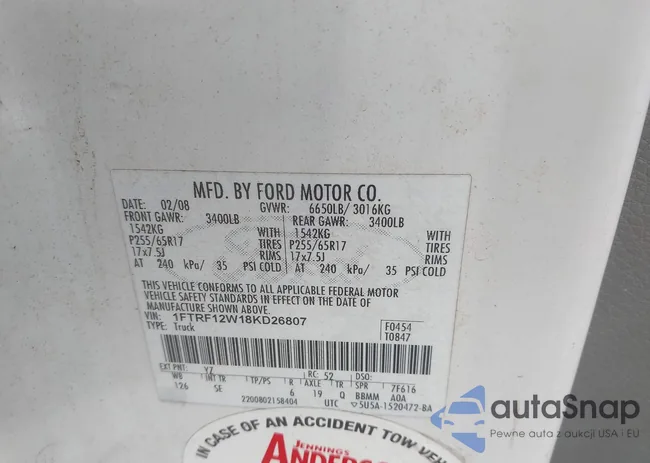 1FTRF12W18KD26807: 43853553