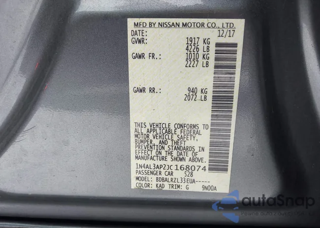 1N4AL3AP2JC168074: 43854957