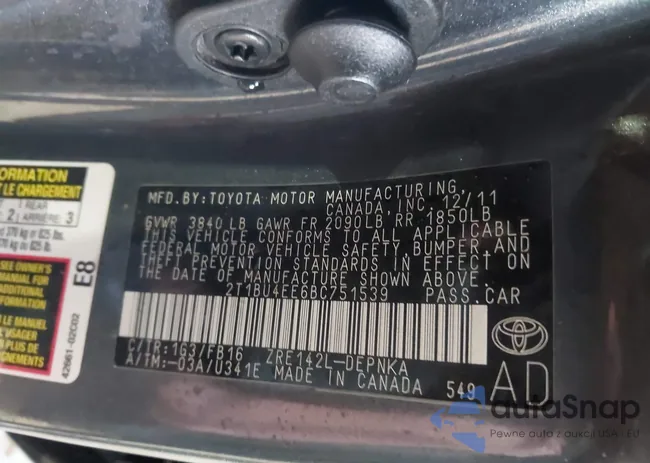 2T1BU4EE6BC751539: 43855356