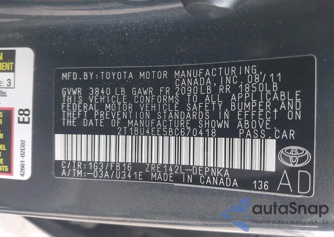 2T1BU4EE5BC670418: 43855384