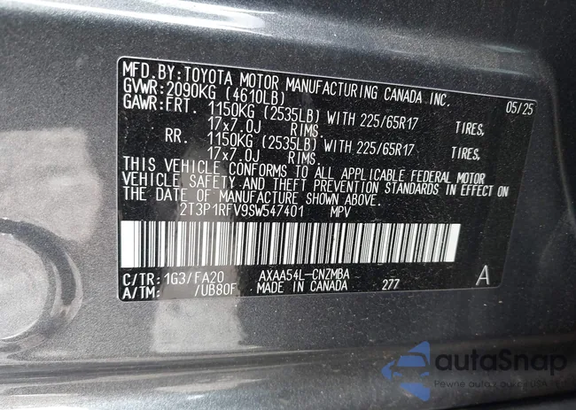 2T3P1RFV9SW547401: 43855467