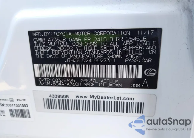 JTHC81D24J5027311: 43854526