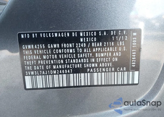 3VW3L7AJ1DM246947: 43854574