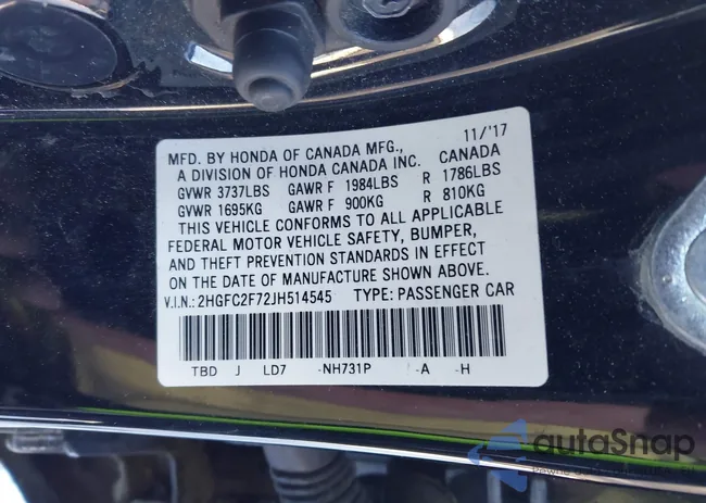 2HGFC2F72JH514545: 43854649